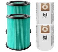 MZY LLC VF6000 5-Layer Replacement Filters for Ridgid Vacuum, 2 Pack Filters + 2 Pack Bags