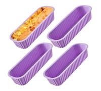 MZYFDC 1/4Pcs Mini Rectangular Silicone Pans for Bread Toast Cake Baking Molds Non-Stick Brownie Mould Loaf Pastry Tool(4Pcs Purple)
