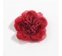 MZYFDC 10Pcs 4.5cm 1.8" Mini Chiffon Fabric Flower Lace Trim Applique Wedding Dress DIY Flowers Bride For Clothing Wedding DIY(Red)