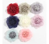MZYFDC 10Pcs 4.5cm 1.8" Mini Chiffon Fabric Flower Lace Trim Applique Wedding Dress DIY Flowers Bride For Clothing Wedding DIY(MULTI)