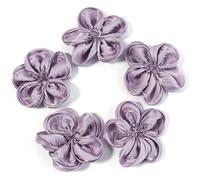 MZYFDC 10Pcs 6cm Satin Artificial Fabric Flowers Patch Applique Wedding Dress DIY Bride Hair Veil Clothes Headwear For Clothing Wedding DIY(Purple)