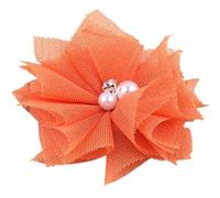 MZYFDC 20PCS 6.5CM Chiffon Lace Trim Patch Applique Mesh Fabric Wedding Dress DIY Flowers Bride Hair Veil Clothes For Clothing Wedding DIY(Orange)