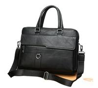 MZYFDC Briefcase Leather Briefcase Men's Business Office Laptop Handbag 14 Inch Shoulder Bag Male Brand Tote For A4 File(Black)