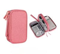 MZYFDC Portable Double Layer Travel Digital Product Storage Bag USB Data Cable Manager Earphones Mobile Power 1pcs(Pink)