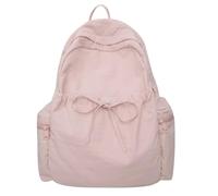 MZYFDC School Bag Student Backpack Women's Lightweight Backpack Solid Color Simple Bow Casual Travel Backpack(Pink)