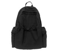 MZYFDC School Bag Student Backpack Women's Lightweight Backpack Solid Color Simple Bow Casual Travel Backpack(Black)