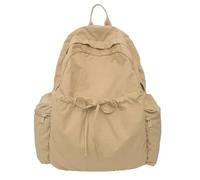 MZYFDC School Bag Student Backpack Women's Lightweight Backpack Solid Color Simple Bow Casual Travel Backpack(Khaki)