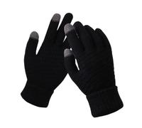 MZYFDC Warm gloves Women Men Warm Winter Touch Screen Gloves Stretch Classical Knit Mittens Wool Outdoor Cycling Driving Glove(BLACK)