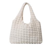 MZYFDC Winter Plush Bag Handbag Pleated Cloud Bag Female Candy Color Large Capacity Shoulder Handbags Shopping Girls Pouch Tote Bolsas(White)