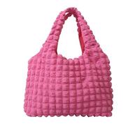 MZYFDC Winter Plush Bag Handbag Pleated Cloud Bag Female Candy Color Large Capacity Shoulder Handbags Shopping Girls Pouch Tote Bolsas(Rose Red)