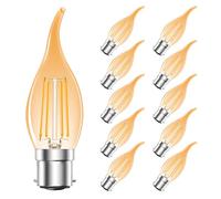 MZYOYO Bayonet Light Bulb,Vintage 4W B22 LED Bulb,Bayonet Candle Light Bulbs,BC Bayonet Cap Light Bulbs,Warm White 2700K,Equivalent 40 Watt,Amber,for Chandeliers,Pack of 10