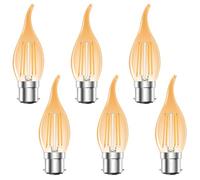 MZYOYO Candle Bulbs Bayonet,B22 LED Dimmable Bayonet Light Bulb,Vintage 4W C35 LED Candle Light Bulbs,2700K Warm White Bayonet Cap BC LED Bulb,Equivalent 35W,350LM,230V,for Chandeliers,Ceiling Light,A