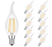 MZYOYO E14 LED Candle Bulb, 2700K Vintage E14 4W Warm White LED Candle Lamp, 4W Replaces 40 Watts, Retro Candle Lamp for Chandelier, 400lm, Non-Dimmable, Transparent, Pack of 10