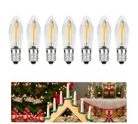 MZYOYO Pack of 7 E10 LED Light Bulbs, AC14V-55V E10 LED Candles for Candle Arch, Candle Arch LED Candles, 2100 K Warm White, E10 LED Tapered Candles LED Bulbs for Candle Arch, 0.2 W, 3 LM, Clear