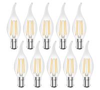 MZYOYO SBC B15 LED Candle Bulb,4W C35 Dimmable Small Bayonet Light Bulb,2700K Warm White Small Bayonet Candle Bulbs,Equivalent 35W,350LM,230V,for Chandeliers,Ceiling Light,Clear,Pack of 10