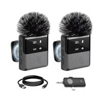 MZYSKJ 3 in 1 Dual Wireless Lavalier Mic System for iPhone and USB-C Android, Plug & Play, Noise Reduction, 30M Range, for Creators, Interviews & Live Streaming