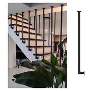 MZZKFC 30 100 130 160 200 230 CM Tall Metal Stair Baluster Posts, Indoor & Outdoor L-Shaped Stair Step Decoration, Customizable Deck Balusters for Office/Hotel(Black-1 pc,21.7in/55cm)
