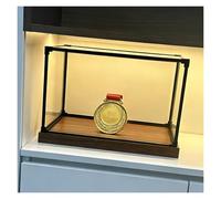 MZZKFC Acrylic Display Case For Trophies，Stackable Acrylic Storage Box With Black Metal Frame & 3cm Wood Base，Transparent Storage Bins For Model Aircraft(12x12x6in/300x300x150mm)