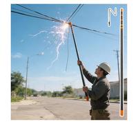 MZZKFC Electrical Safety Pull Rod 29.5ft Long, Lightweight Insulated Wire Support Pole with Hookhead, 45KV High-Voltage Insulated Fiberglass Telescopic Pole(D head,400cm(13 1/10 ft))