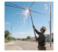 MZZKFC Electrical Safety Pull Rod 29.5ft Long, Lightweight Insulated Wire Support Pole with Hookhead, 45KV High-Voltage Insulated Fiberglass Telescopic Pole(B head,600cm(19 7/10 ft))