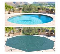 MZZKFC Round Inground Pool Safety Cover, 35 33 30 27 23 20 18 13 10 8 5 3 FT Folding Pool Membrane/Tarpaulin, Swimming Pools Tarps/Pool Winter Leaf Net Covers(Green Dia,19.5ft/594cm)