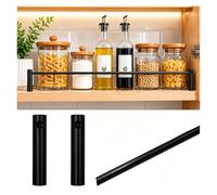 MZZKFC Shelf Rail for Kitchen Cabinet 9-35in，Customizable Dish Shelf Guard Rail Waterproof & Rust-Resistant, Aluminum Alloy Shelfs Retainer Bar for Pantry(Black A,29in/736.6mm)