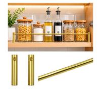 MZZKFC Shelf Rail for Kitchen Cabinet 9-35in，Customizable Dish Shelf Guard Rail Waterproof & Rust-Resistant, Aluminum Alloy Shelfs Retainer Bar for Pantry(Gold A,29in/736.6mm)
