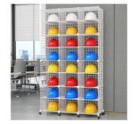 MZZKFC Stackable Helmet Display Shelf White, Commercial Helmet Organizer Stand for Retail Store/Workshop/Coal Mine, Height Adjustable Safety Hard Hat Rack, 4-32 Grids(43.7x14.6x75.6-24 Grids)