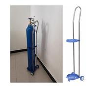 MZZKFC Stainless Steel Cylinder Cart for Clinics/Nursing Homes/Labs/Factories, Rolling Gas Cylinder Fixed Rack with 2 Casters, Domestic Cylinder Tank Rack(31.5 inch)