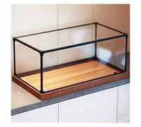 MZZKFC Tabletop Organizer for Collectibles And Trophy，Easy Assembly Clear Acrylic Display Box，Cube Countertop Box with 1.2in Wood Base & Black Metal Frame(40x60x20cm (16x24x8in))
