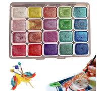 Mzzsveuy 20 Colors Shifting Watercolors Painting Set, Shimmer Metallic Watercolor Paints Set, Colourful Painting Kit Model Metallic Pearlescent Watercolor Paint for Art Paintings (A)