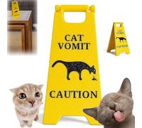 Mzzsveuy Cat Vomit Caution Sign, 4 Inch, Yellow, Resin, Whimsical Style, Warning Sign, Home Decor