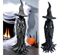 Mzzsveuy Halloween Witch Statue Resin Witch Figure, 18cm Faceless Ghost Sculpture, Resin Hand-Painted Enchanting Witch Statue for Halloween Home Haunted House Decor, 18cm
