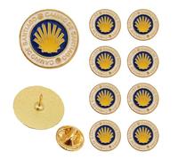 Mzztino Pilgrim lapel Pin Camino de Santiago Badge Road Marker St James Cross Scallop Shell Pins, S, Iron, no gemstone