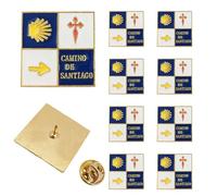 Mzztino Pilgrim lapel Pin Camino de Santiago Badge Road Marker St James Cross Scallop Shell Pins, S, Iron, no gemstone