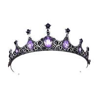 MZZYG Crown Baroque Vintage Black Gothic Crystal Crown And Tiara Wedding Bride Hair Accessories For Women Rhinestone Crowns(Black Purple)