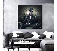 N/Ａ Canvas decorative prints Monkey In Suit Canvas Painting Poster and Monkey Smoking A Cigar Prints Painting Wall Pictures for Living Room Home Decorations-60x60cm