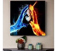 N/A Canvas decorative prints Nordic Style Fire and Water Love on Canvas Painting Art Posters and Prints Wall Art Picture for Living Room No Frame-60x60cm