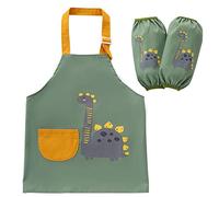 N/0 Waterproof Kids Apron, Kids Apron with Pockets, Adjustable Children Chef Aprons for Boys Girls, Dinosaur Apron Children with 2 Sleeves, Kids Aprons for Painting, Cooking and Baking Wear (6-9Age)