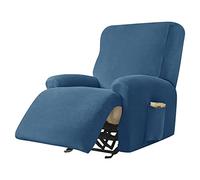 N/A 1/2/3 Seater Recliner chair Cover, Stretch Non-Slip Velvet Armrest Couch Protector Covers, with Elastic Side Pocket, for Pets Dog,C,1 Seater