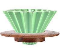 N /A 1-2 Cups Pour-Over Coffee Dripper Green Ceramic Origami Shape (With Holder)