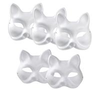 N\A 5 Pack DIY Blank Fox Cat Masks, Fox Cat White Paper Mask, Pure White Graffiti Masks, Hand Painted Personality Masks, Suitable for Cosplay Halloween Masks, M