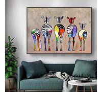 N / A Canvas decorative prints Abstract Colored Zebra Back View Abstract Canvas Painting Posters Wall Art Picture for Living Room Home Decor No Frame-40x60cm