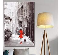 N / A Canvas decorative prints Artistic Wall Poster with Retro Print, Abstract City, Rainy Day, Street Landscape, Oil Painting on Canvas, Modern Wall Picture for Living Room 24x32inch