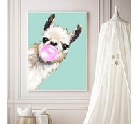 N / A Canvas decorative prints Childrens Room Art Nursery Animal Print Peekaboo Alpaca Posters and Prints Bubble Llama Wall Picture For Kids Baby Room-60x80cm