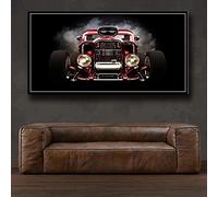 N / A Canvas decorative prints Modern Poster Printing HD Canvas Wall Art Hot Rod Red Front View Wheel Car Picture Modern Home Decoration-50x70cm