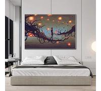 N / A Canvas decorative prints Red lantern and woman sofa bedroom decoration painting background wall canvas painting-60x80cm