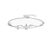 N+A Cute Layered Aladdin Genie Lamp Bracelet for Women Girls Sterling Silver Crystal Charms Hand Chain Trendy Christmas Party Holiday Jewelry BFF Gift for Mom Daughter, One Size, Metal, Cubic Zirconia