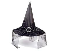 N\A Halloween Witch Hat,Ladies Black Witch Hat with Veil,Halloween Pointy Witch, Halloween Costume Accessory Suitable for Adults and Children