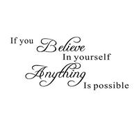 N A If You Believe in Yourself Proverbs Wall Sticker, Anything is Possible Wall Decal, Warm Inspirational Quotes Vinyl Decor for Office, Classroom, Study Room, Gym, Bedroom, Living Room (11.7×27.7In)